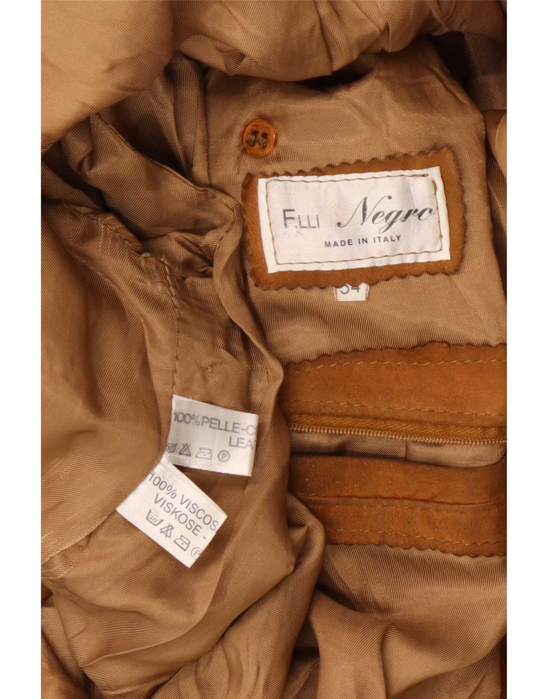 Vintage herre ruskindsjakke IT 54 XL beige læder