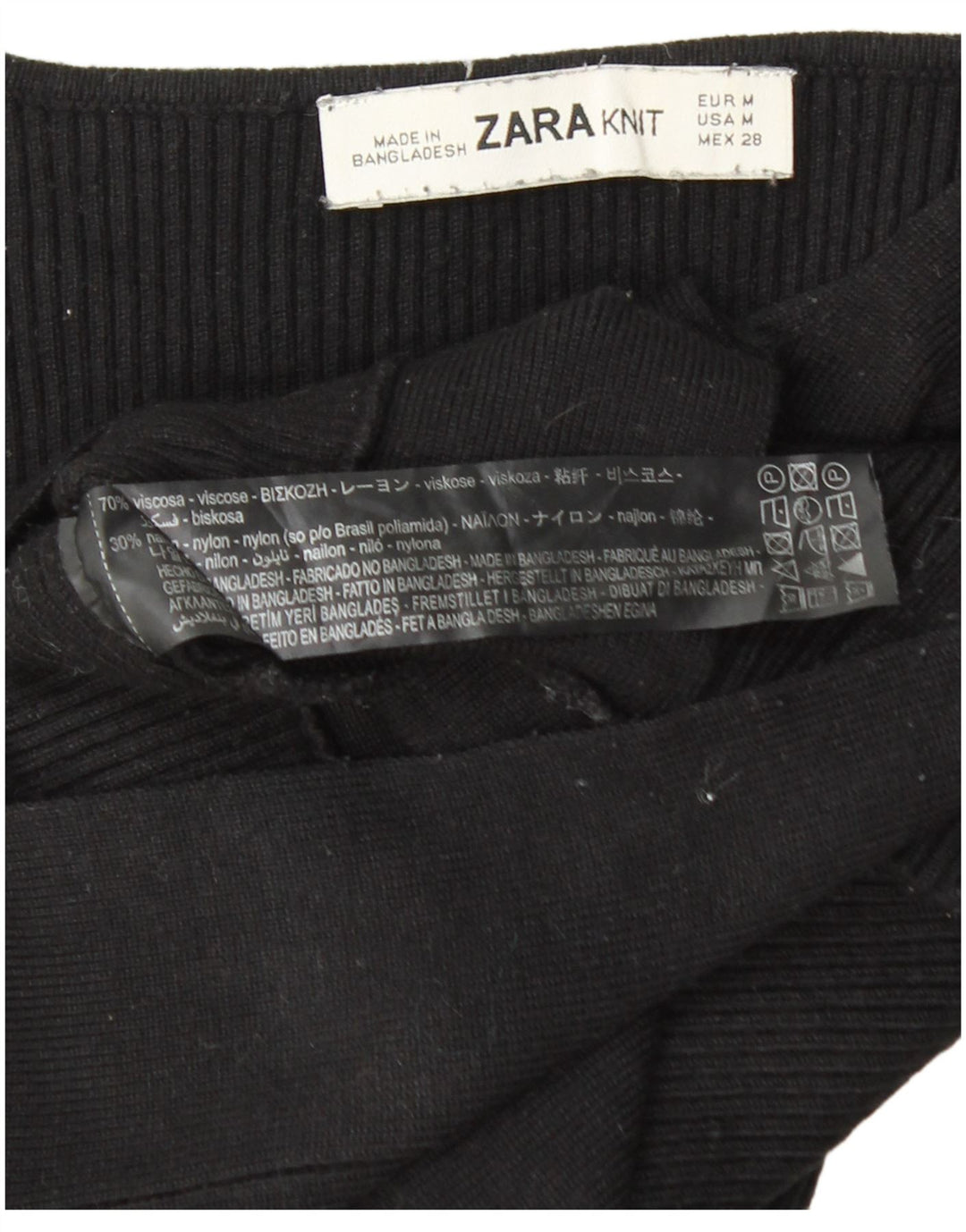 ZARA Womens Crop Blouse Top UK 12 Medium Black Viscose