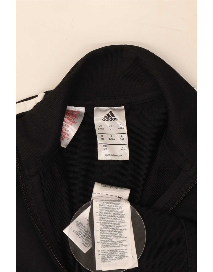 Adidas Drenge Træningsdragt Topjakke 9-10 År Sort Stribet Polyester
