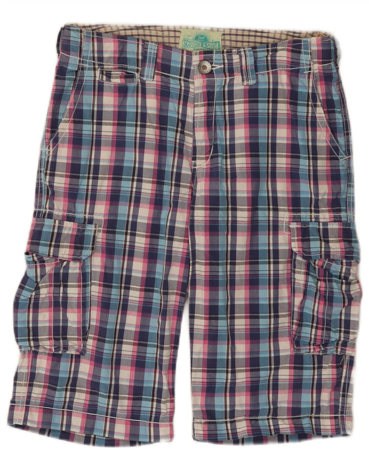Scotch & Soda Boys Cargo Shorts 15-16 år W30 Flerfarvet Plaid Bomuld
