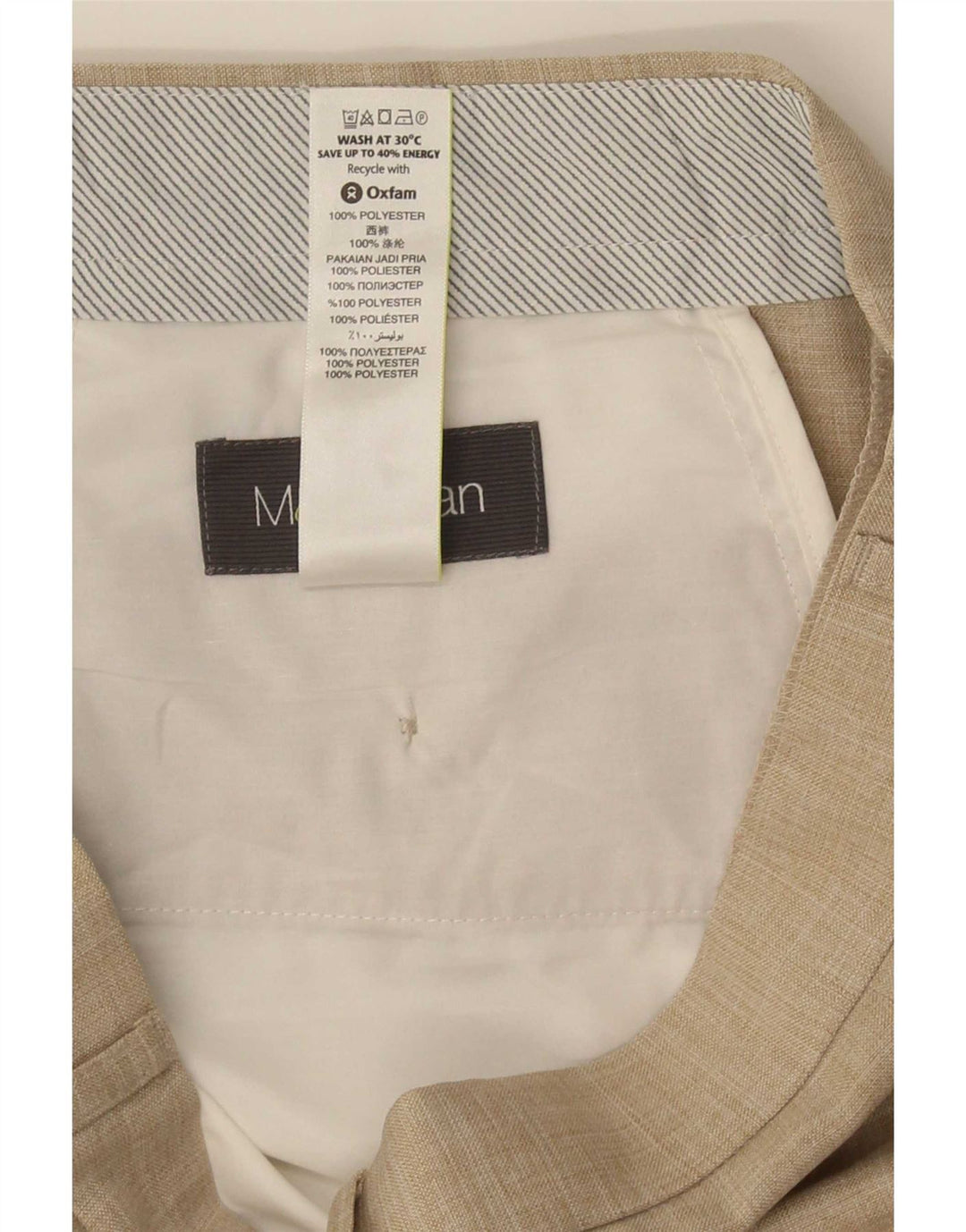 Marks & Spencer Straight Suit Bukser til mænd W32 L31 Beige Polyester