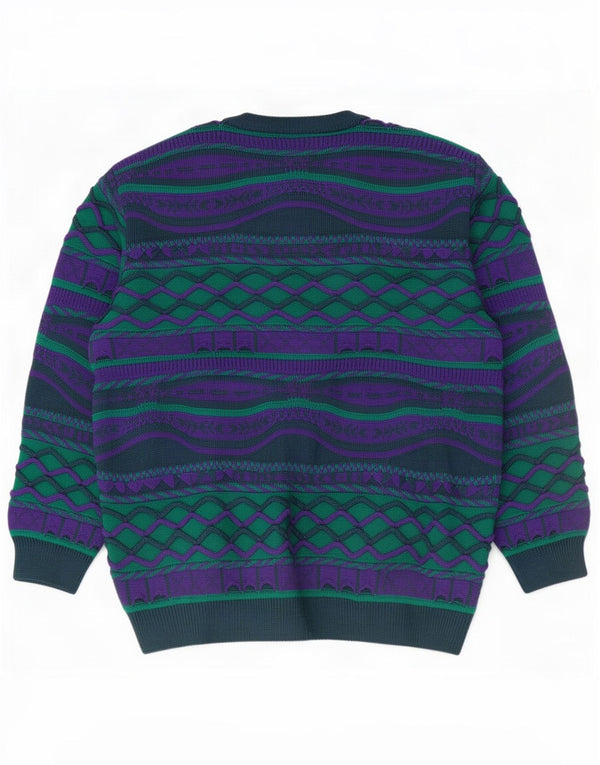 La Dame Dame Cardigan Sweater UK 16 Stor Lilla Geometrisk Akryl