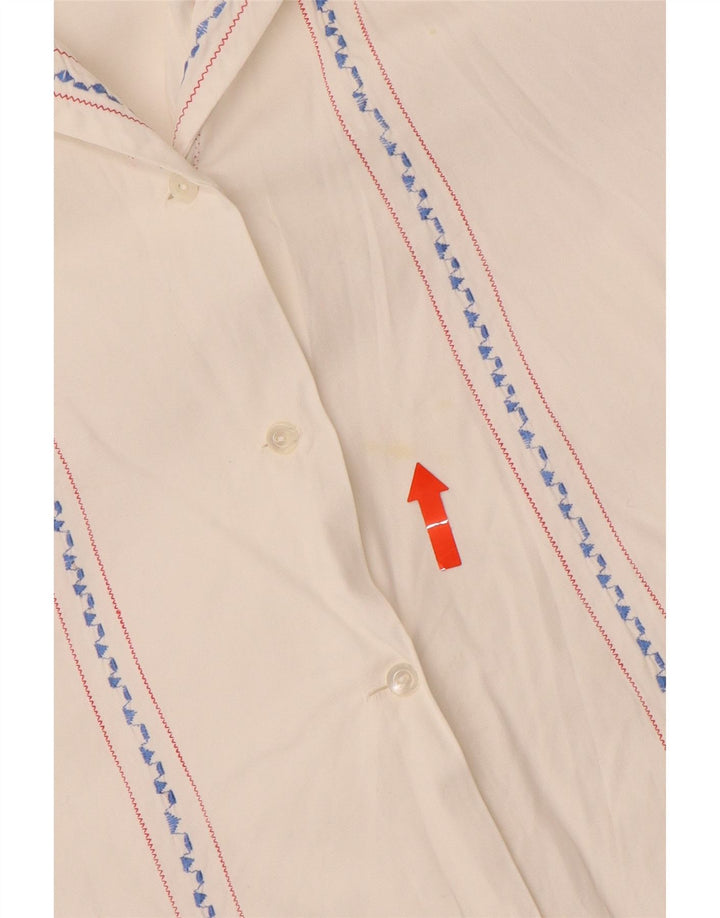 VINTAGE skjortebluse til kvinder UK 16 Stor hvid stribet