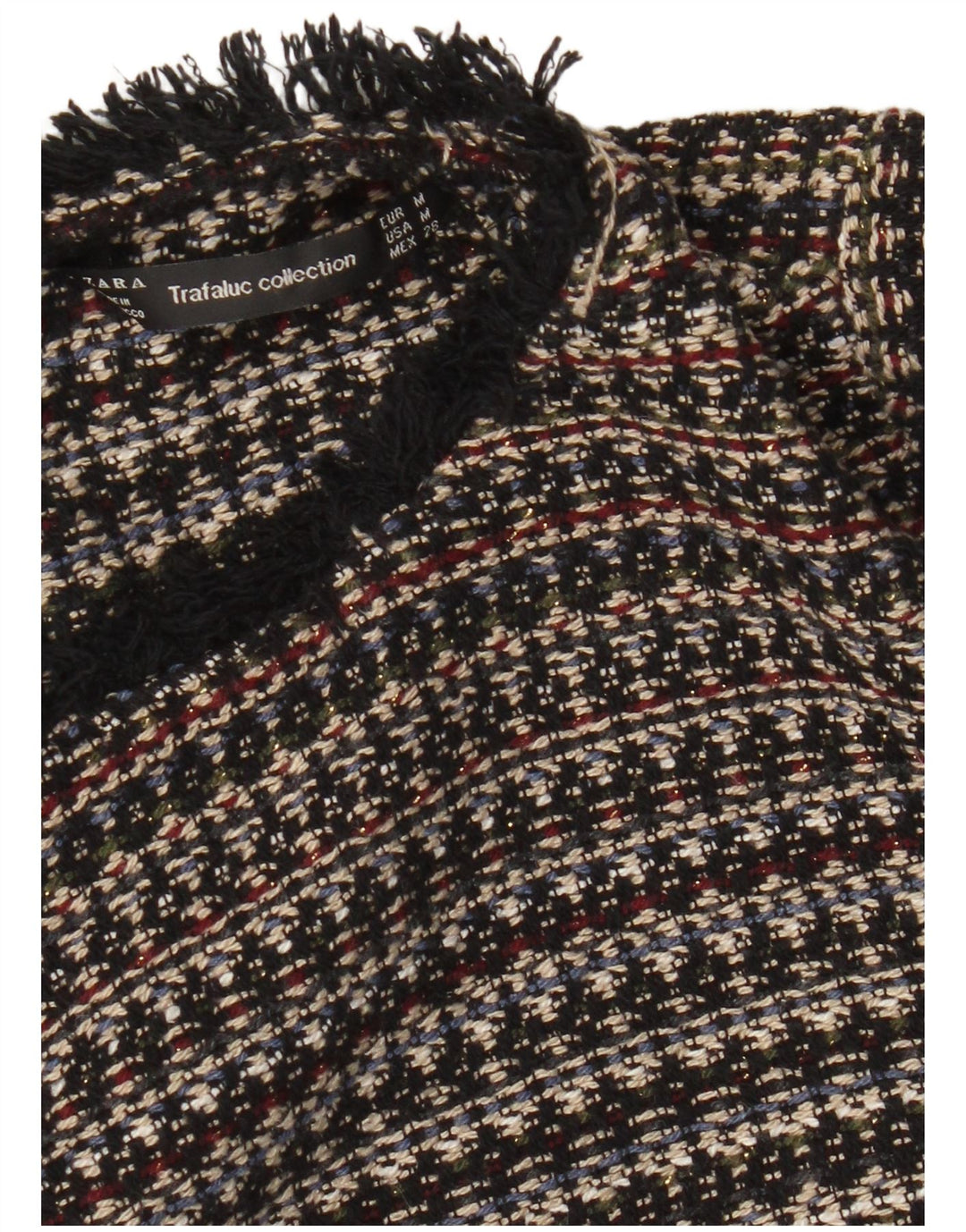 Zara Dame Trafaluc Crop 3/4-ærmet blusetop UK 12 Medium Flerfarvet