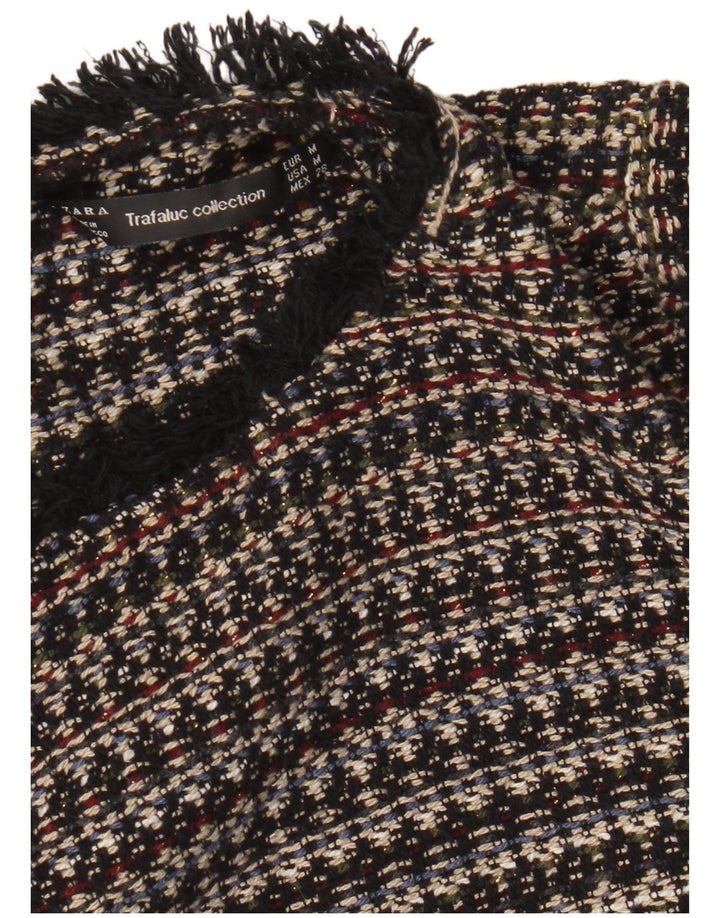 Zara Dame Trafaluc Crop 3/4-ærmet blusetop UK 12 Medium Flerfarvet