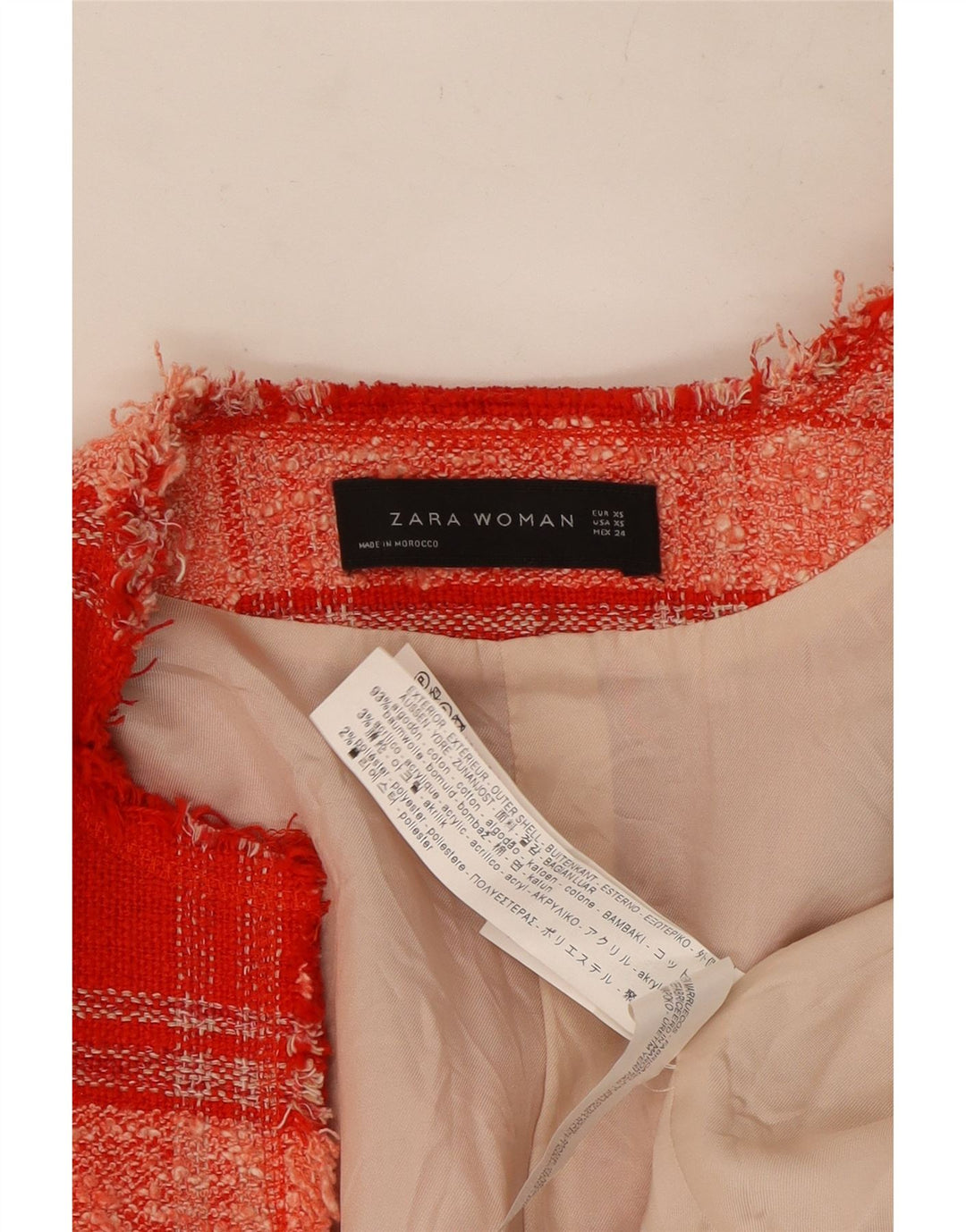 Zara Womens Open Bolero Jacket UK 6 XS Rød ternet bomuld