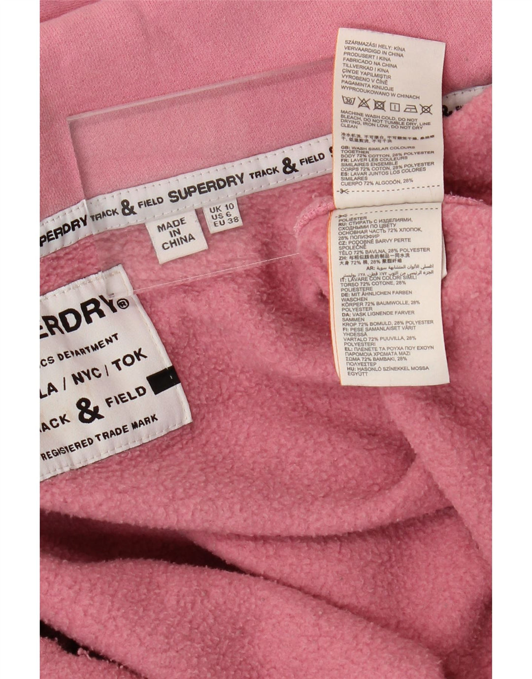 SUPERDRY Kvinder grafisk hættetrøje med lynlås UK 10 Small Pink Bomuld