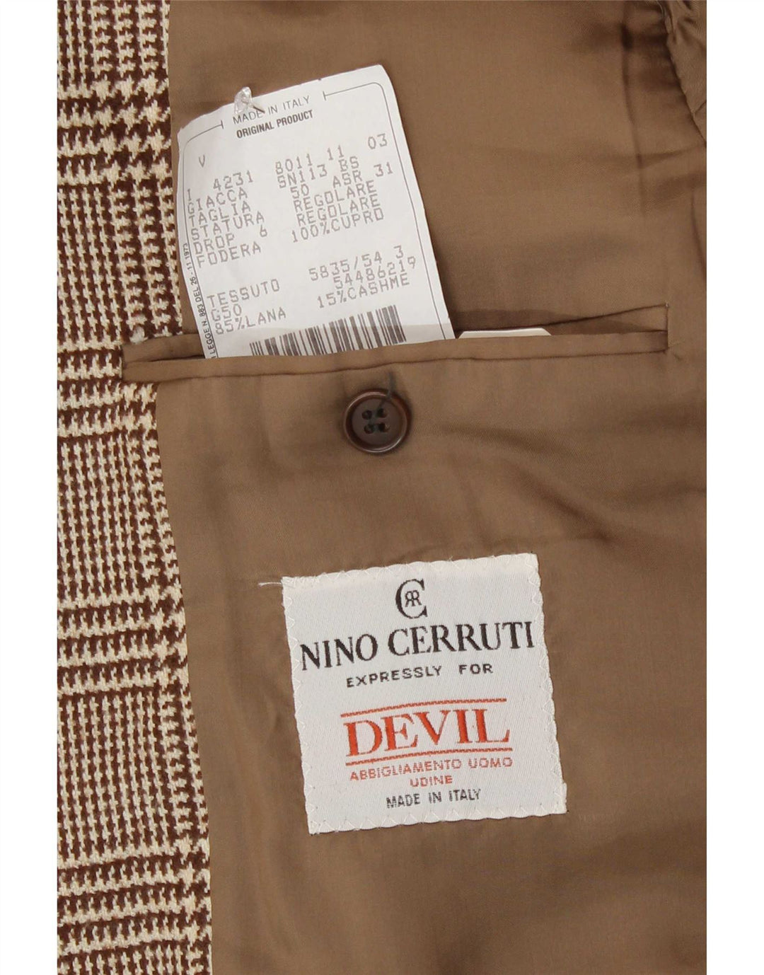 Nino Cerruti Herre 2-knaps blazerjakke IT 50 Large Brown Houndstooth Uld