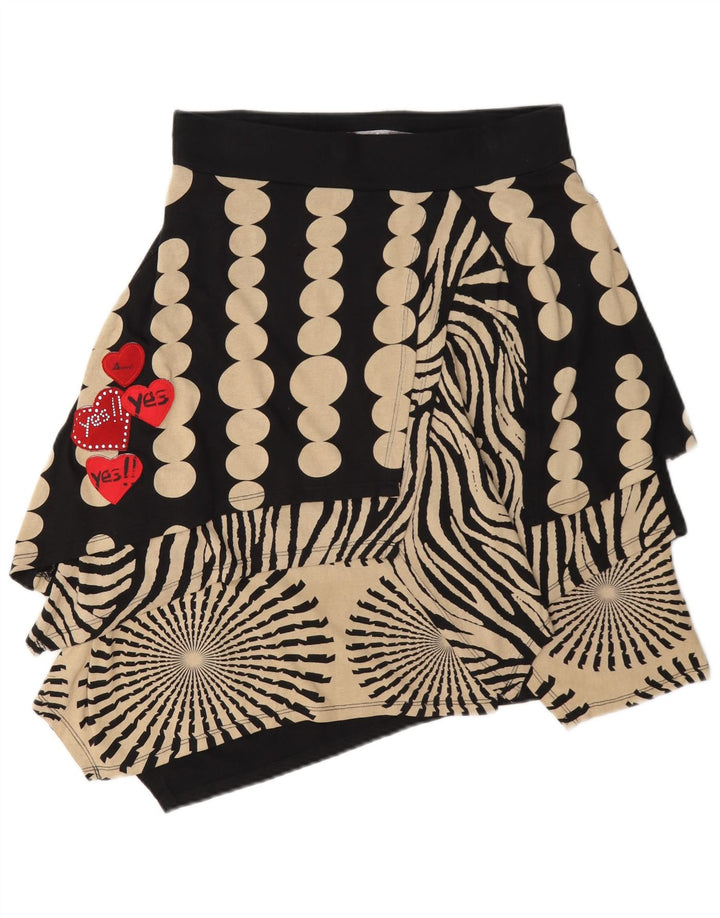 Desigual Kvinders Grafisk Asymmetrisk Nederdel Medium W28 Sort Polka Dot