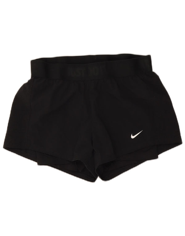 Nike Dame Dri Fit Sport Shorts UK 10 Small Black Polyester