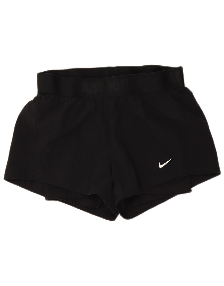 Nike Dame Dri Fit Sport Shorts UK 10 Small Black Polyester