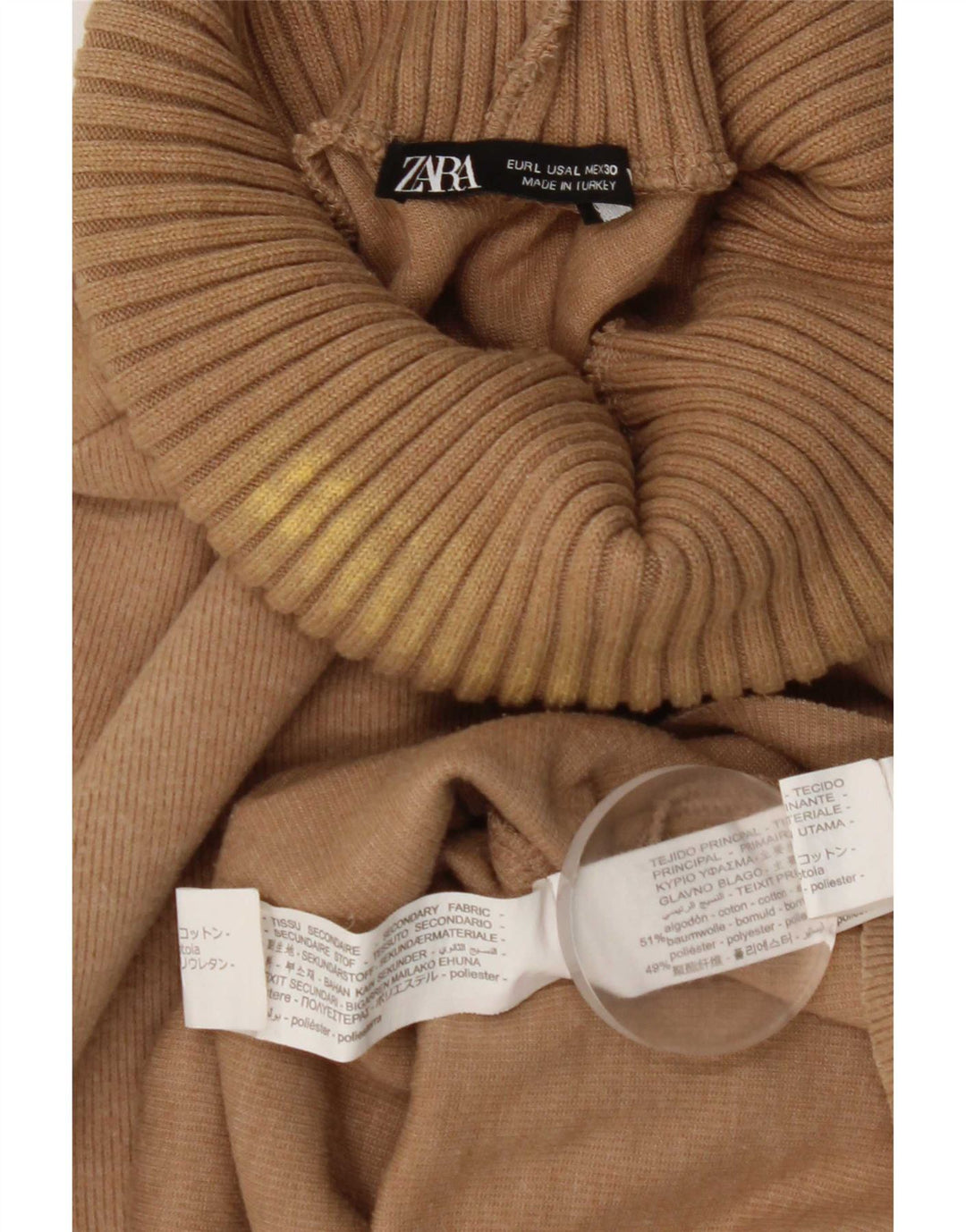 Zara Damevest Top UK 16 Stor Beige Bomuld