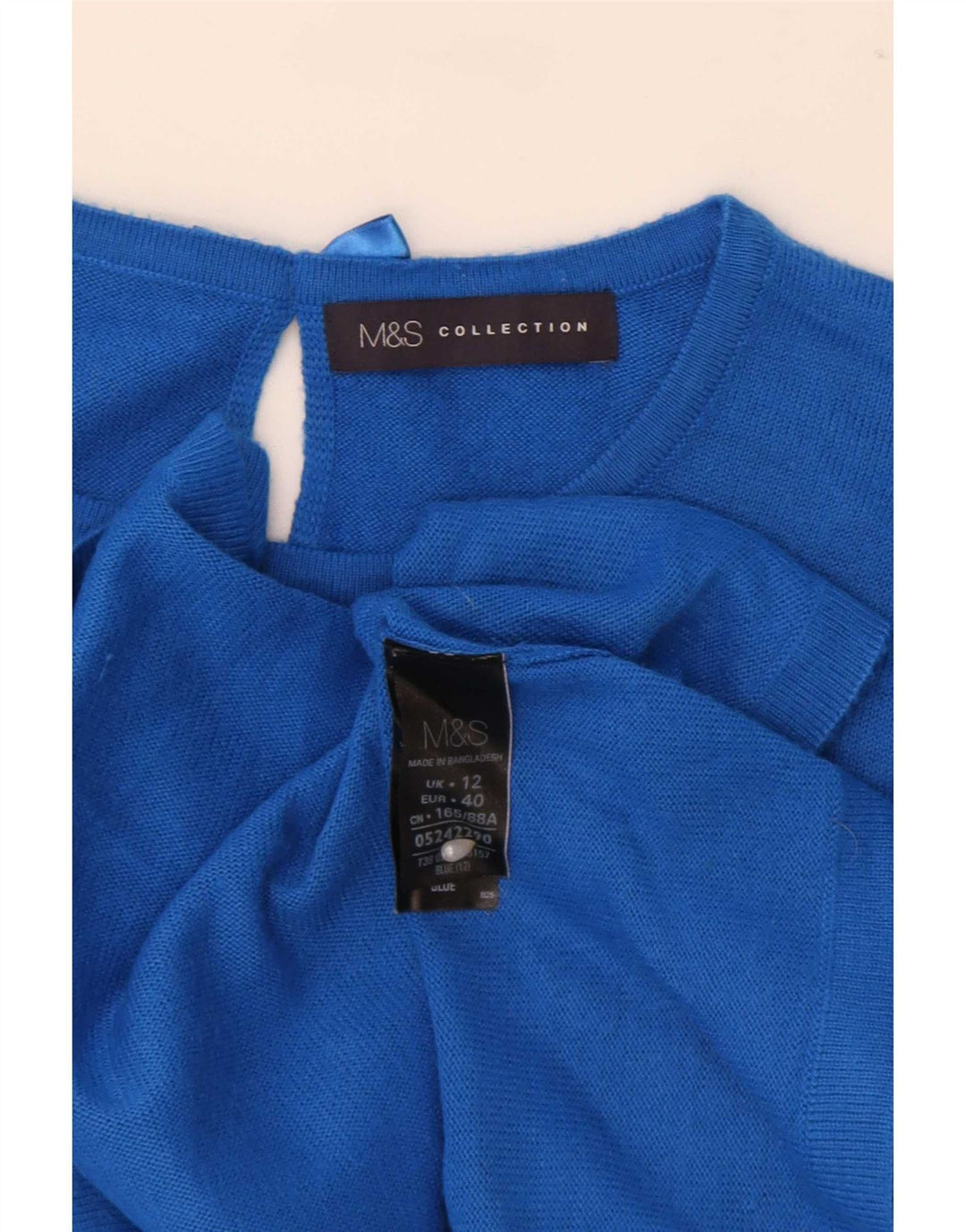 Marks & Spencer Damebluse Top UK 12 Medium Blue Floral Acryl