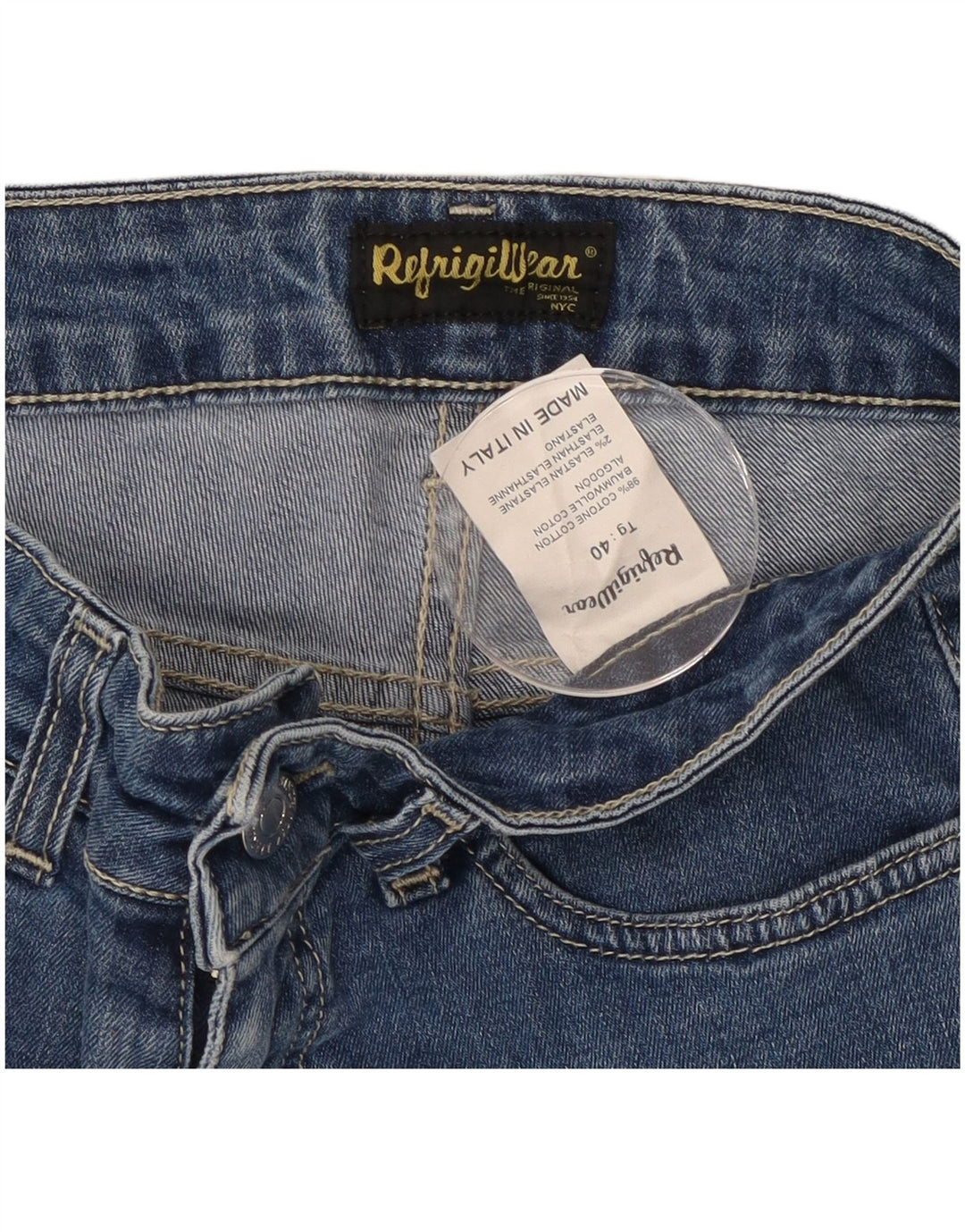 REFRIGIWEAR Dame Slim Jeans IT 40 Small W26 L30 Blå Bomuld