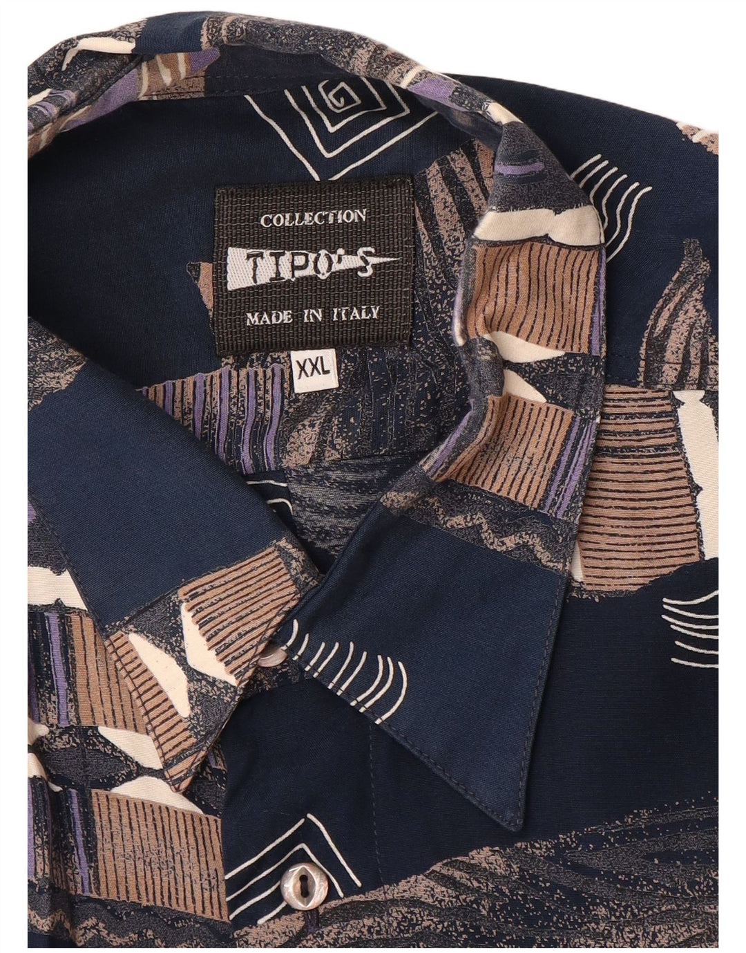 Tipo' S kortærmet herreskjorte 2XL marineblå patchwork
