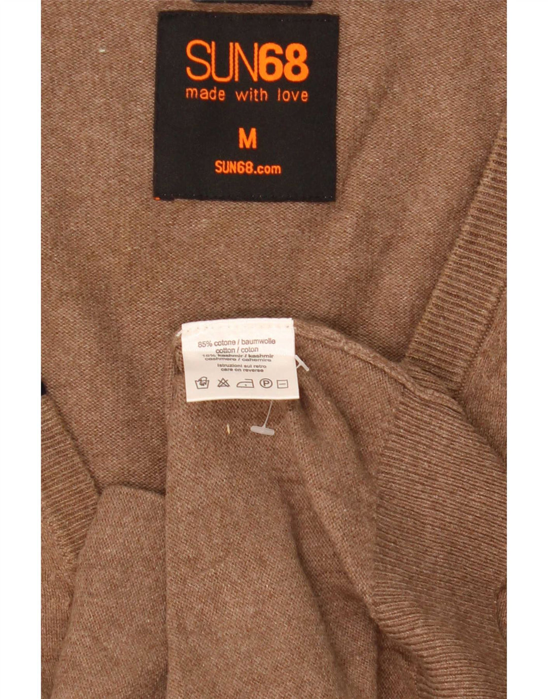 Sun68 Herre cardigan sweater Medium Beige Bomuld