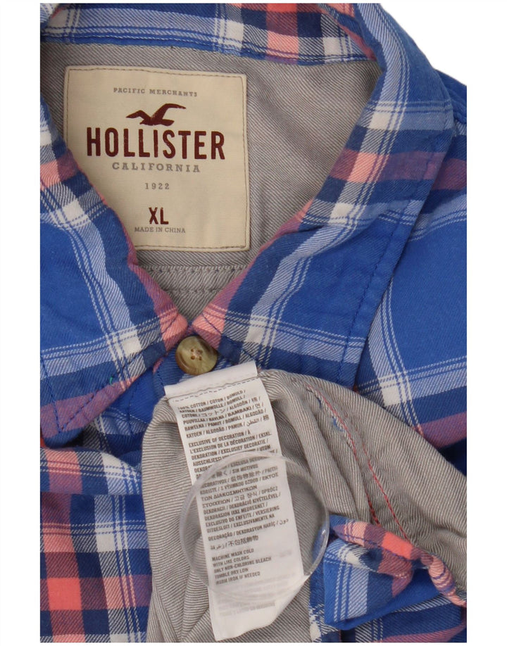 Hollister herre flannel skjorte XL blå ternet bomuld