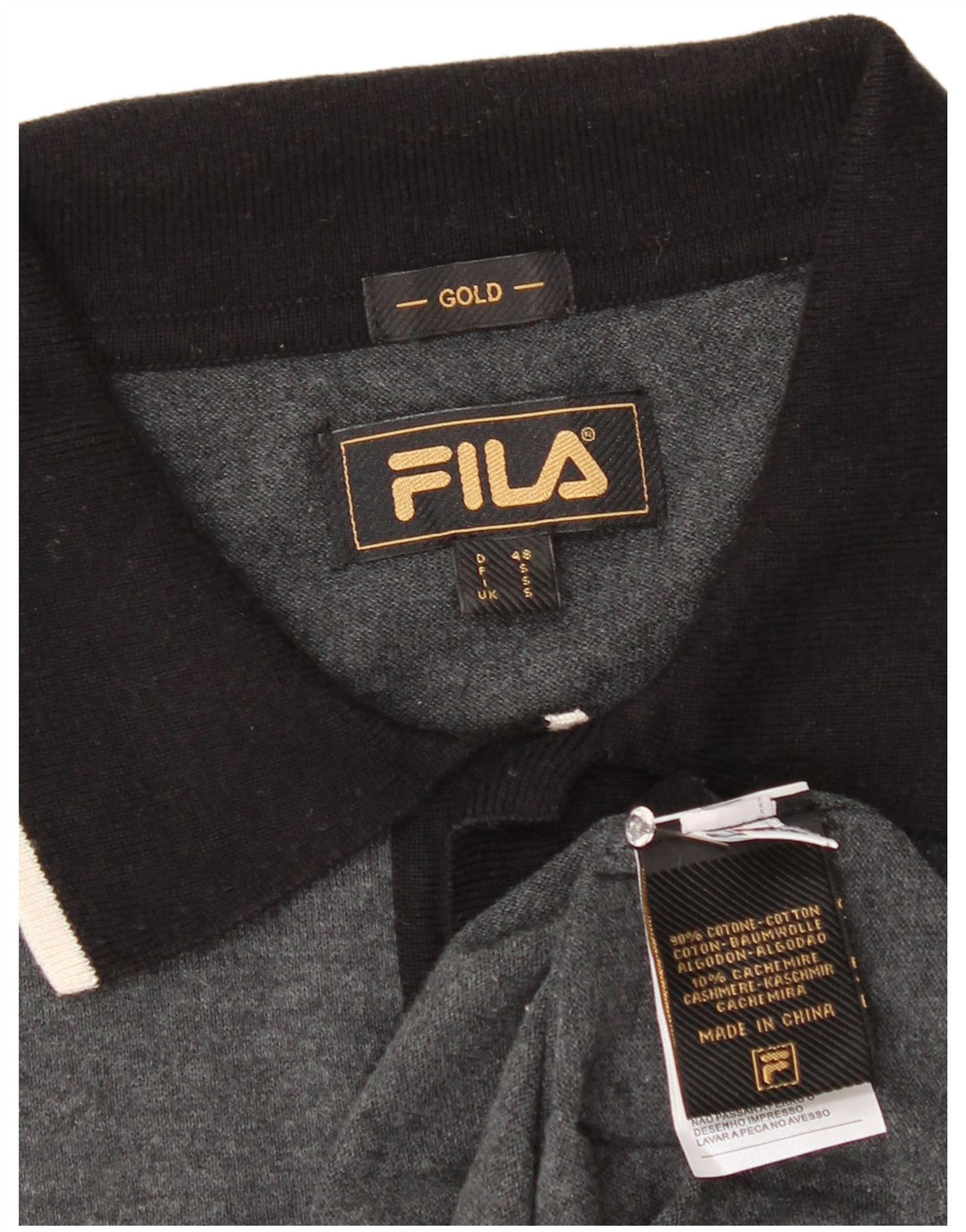 Fila Polo skjorte til mænd, lille grå Colourblock Bomuld