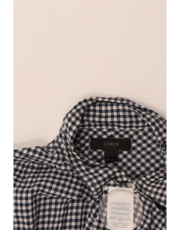 J. Crew Dame Pullover Shirt UK 14 Medium Navy Blue Gingham Cotton