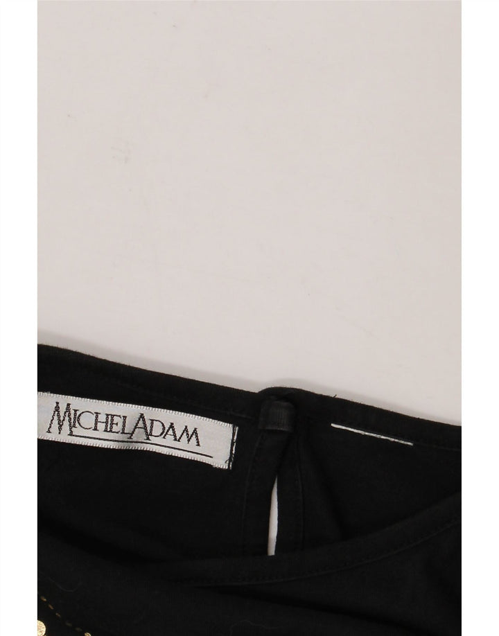 Michel Adam Dame Abstrakt mønster Top 3/4 ærme UK 18 XL Sort