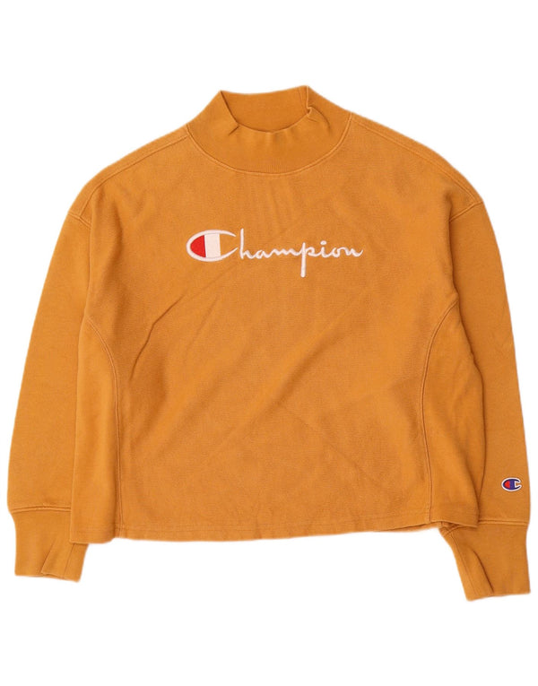 Champion Dame Grafisk Oversized Sweatshirt Jumper UK 10 Lille Gul