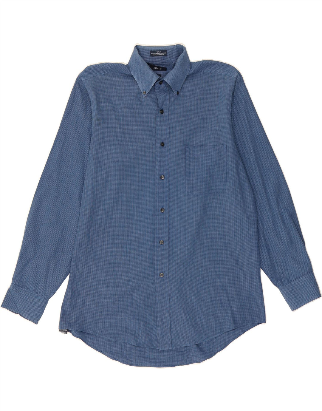 IZOD Mens Shirt Size 16 Large  Blue Gingham Cotton Vintage Izod and Second-Hand Izod from Messina Hembry 