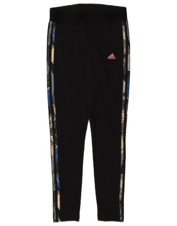 ADIDAS Grafiske Leggings til kvinder UK 8/10 Small Black Floral