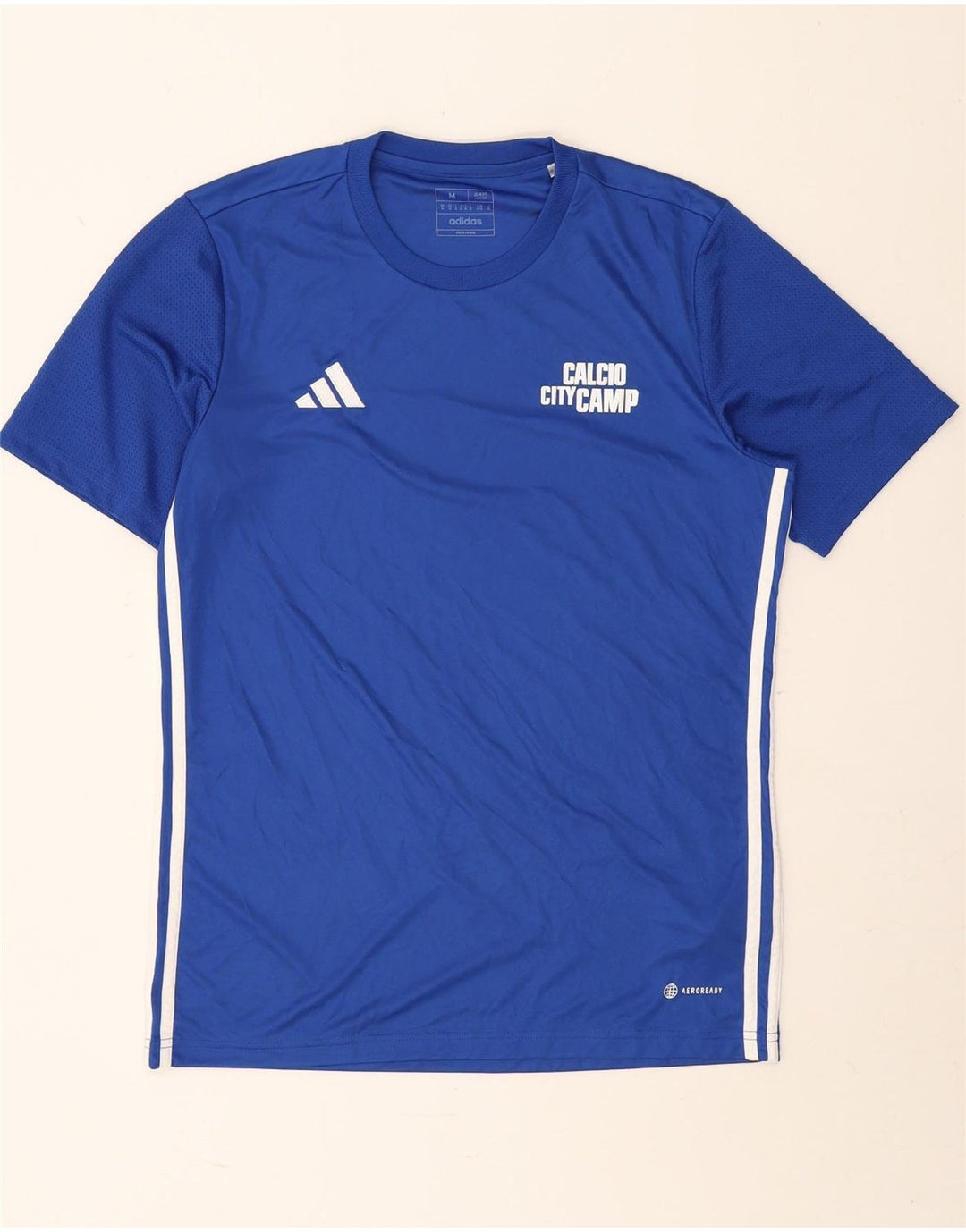 Adidas Herre Aeroready Slim Fit Grafisk T-Shirt Top Medium Blue Polyester