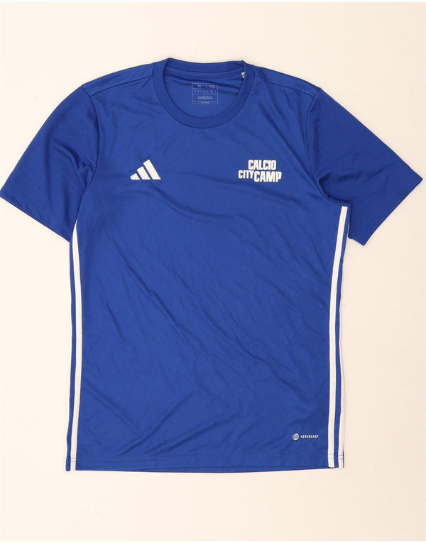 Adidas Herre Aeroready Slim Fit Grafisk T-Shirt Top Medium Blue Polyester