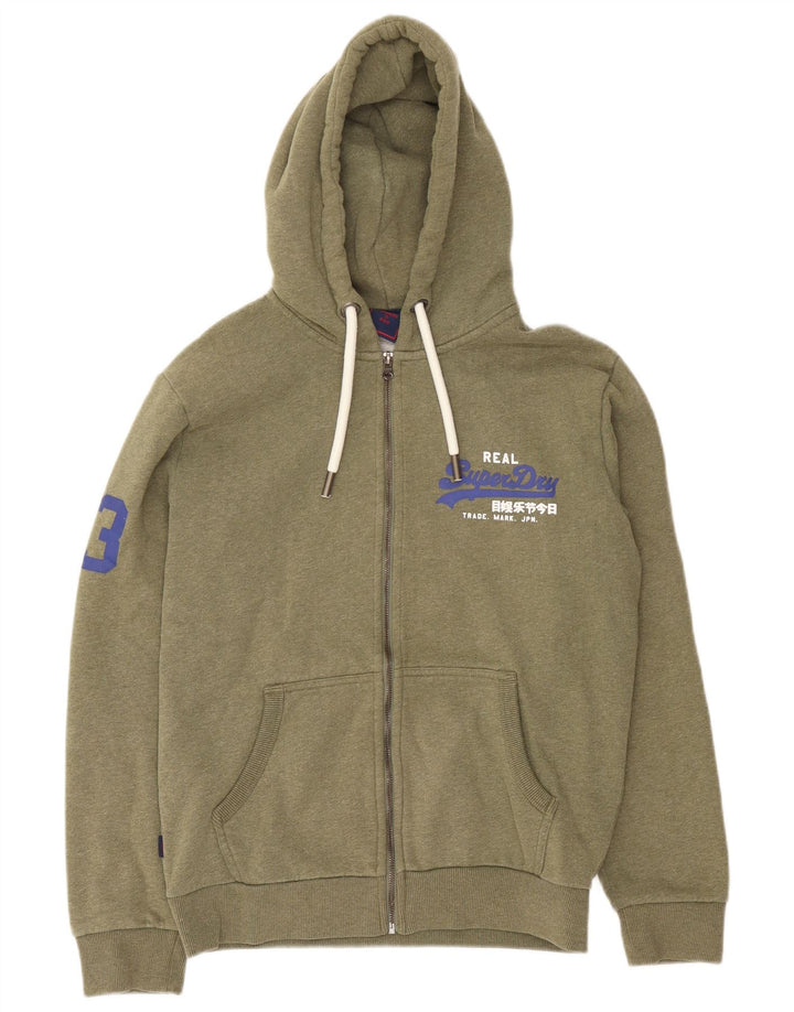 Superdry hættetrøje til kvinder med grafisk lynlås UK 14 Medium Green