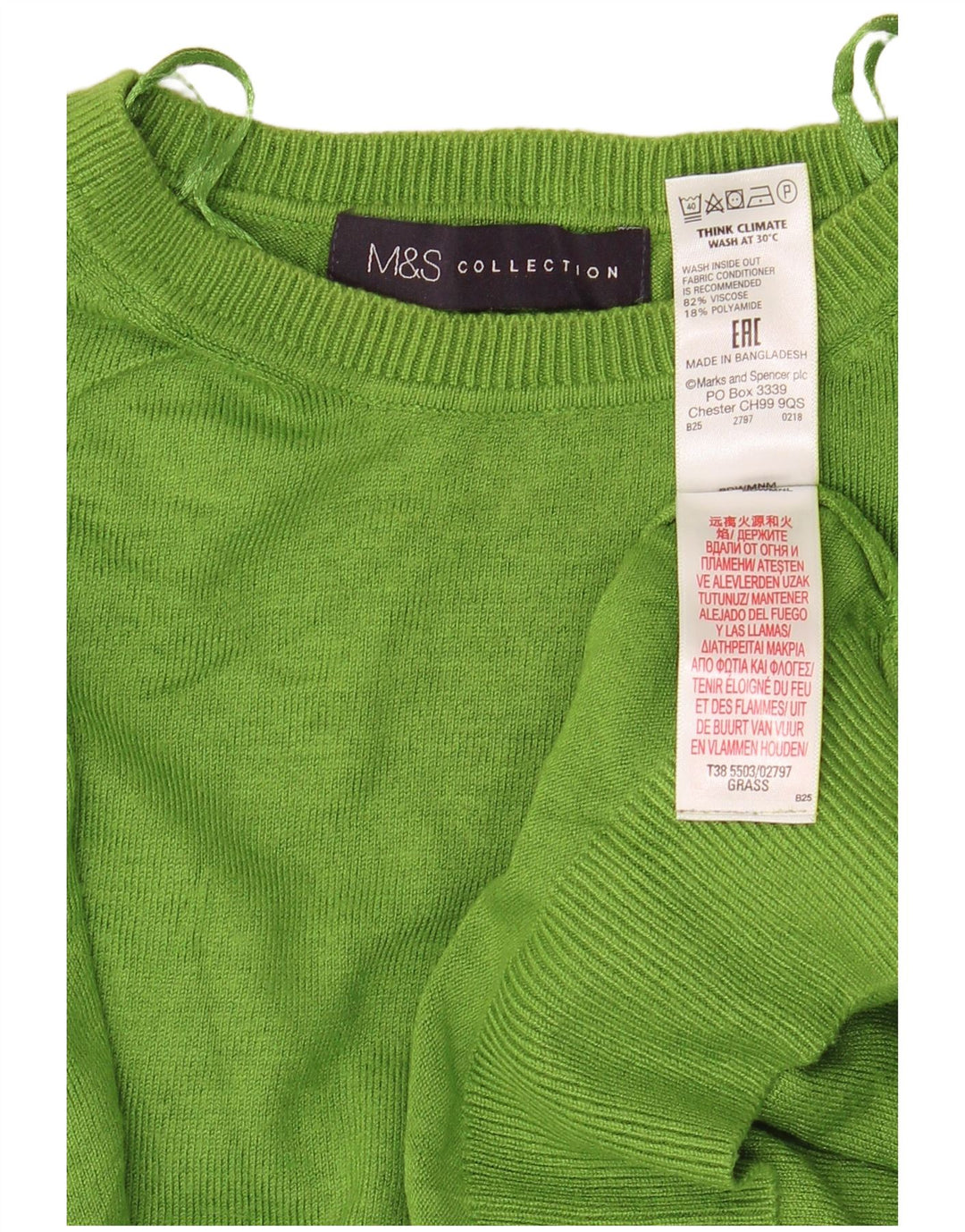 Marks & Spencer Dame sweater med rund hals DK 14 Medium Grøn