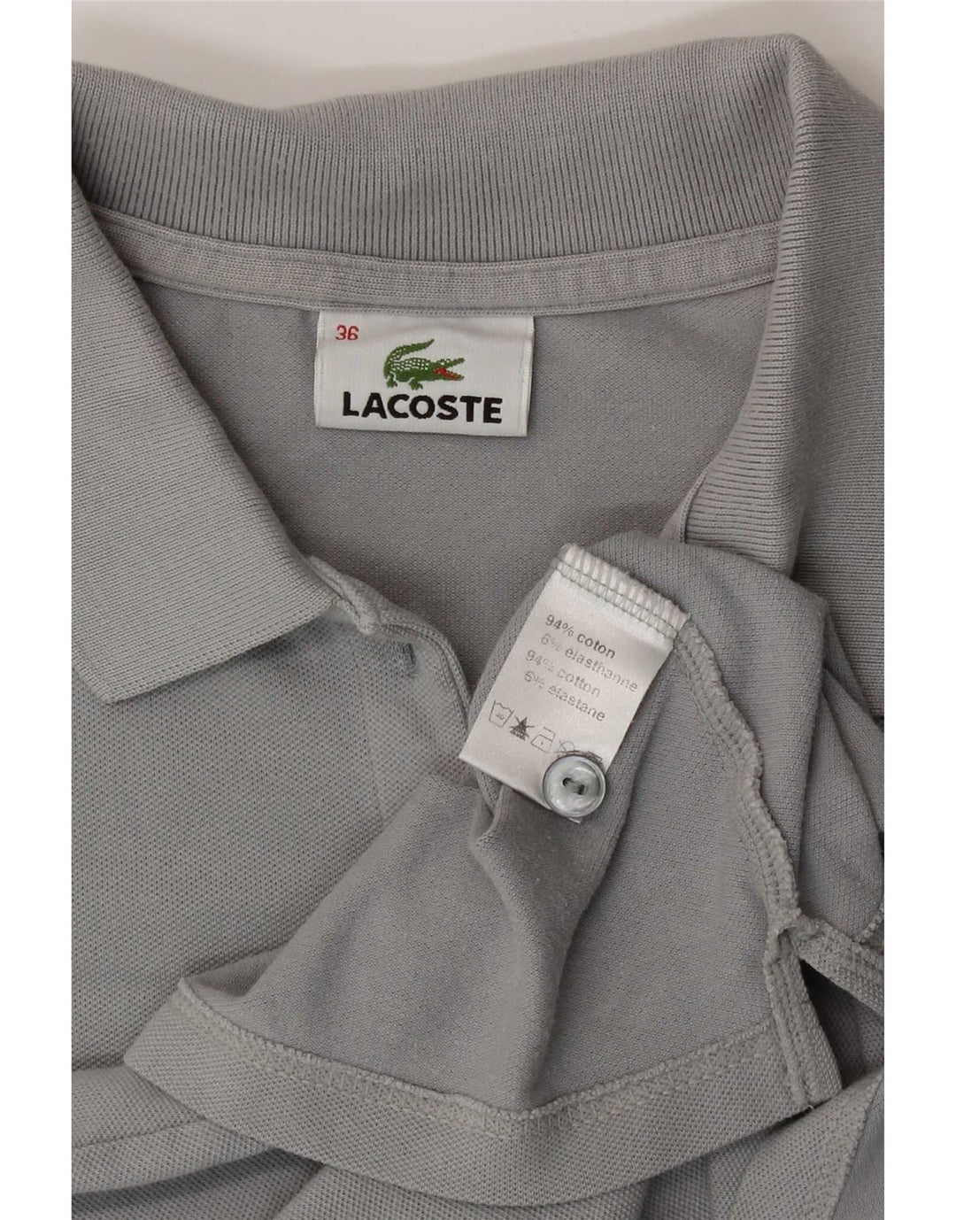 Lacoste Dame Polo Shirt Størrelse 36 Lille Grå Bomuld