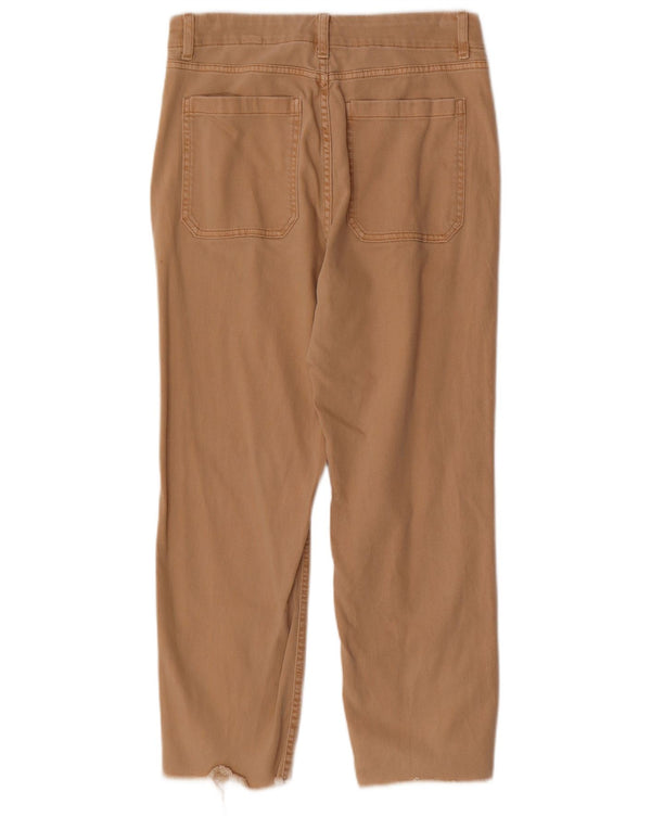 Marks & Spencer Dame Straight Cropped Trousers UK 12 Medium W30 L25 Beige