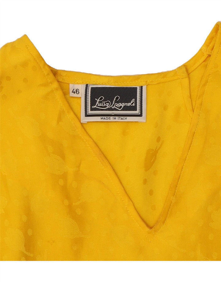 LUISA SPAGNOLI Womens Blouse Top IT 46 Large Yellow Floral Silk Vintage Luisa Spagnoli and Second-Hand Luisa Spagnoli from Messina Hembry 
