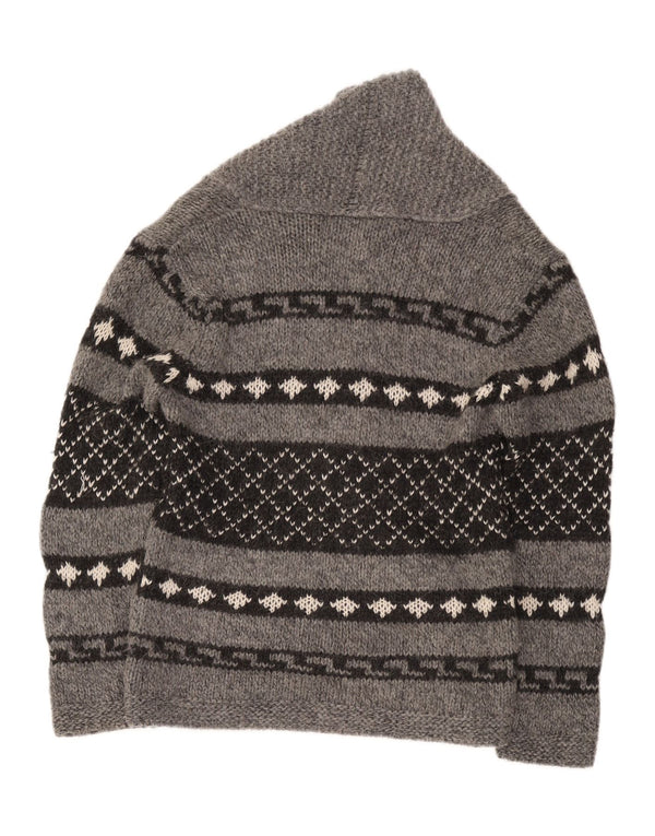 Zara Herre Cardigan Sweater Medium Grå Geometrisk