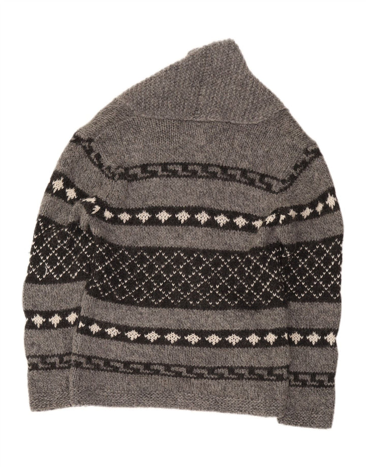 Zara Herre Cardigan Sweater Medium Grå Geometrisk