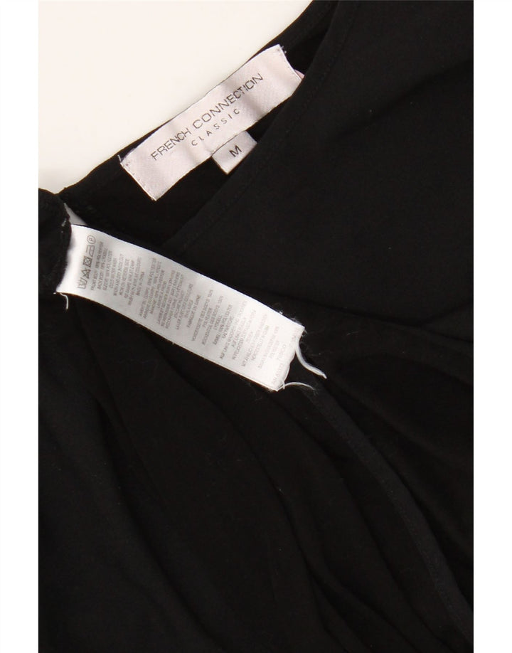 French Connection Dame 3/4 ærmet bluse Top UK 12 Medium Sort Polyester