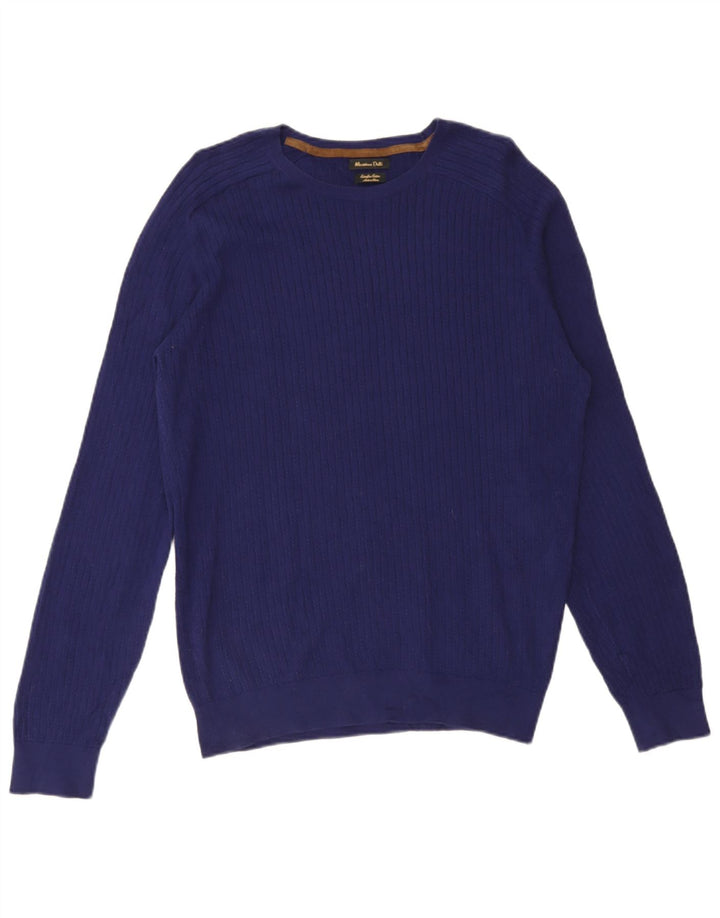 Massimo Dutti Herre Crew Neck Jumper Sweater Stor Blå Bomuld