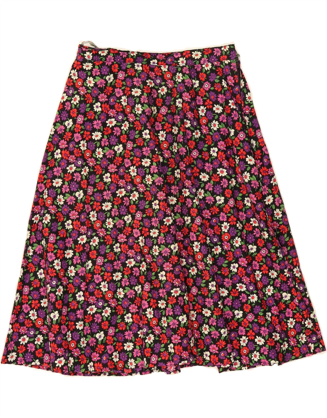 VINTAGE Womens A-Line Skirt EU 38 Medium W28 Multicoloured Floral Cotton Vintage Vintage and Second-Hand Vintage from Messina Hembry 