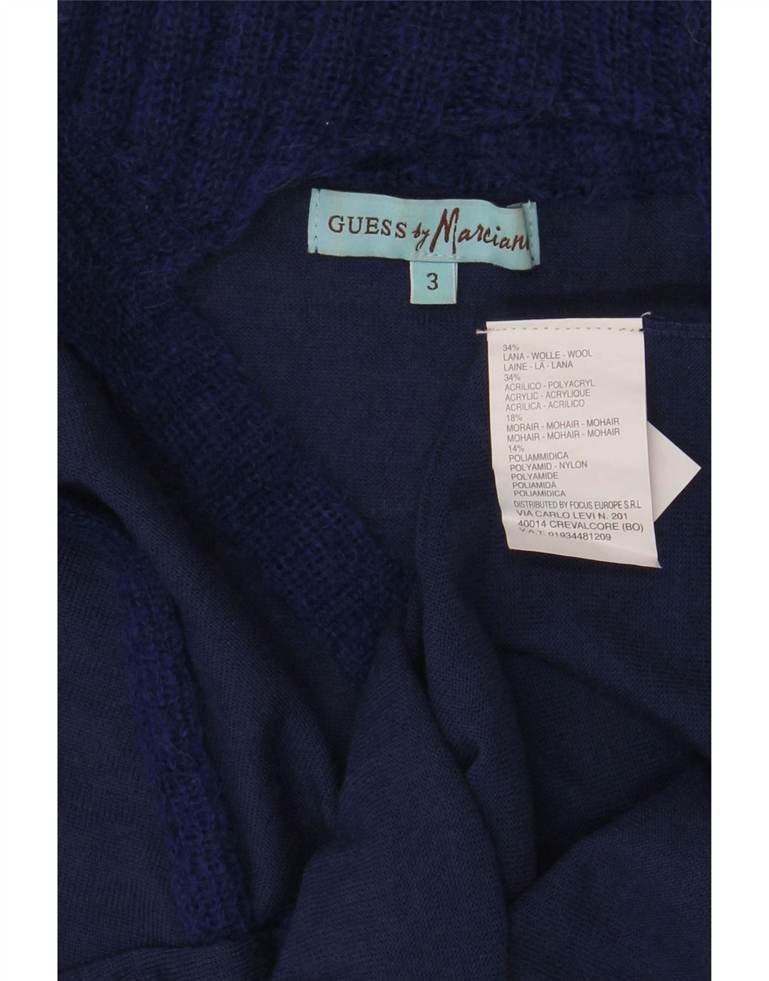 Guess Dame marciano Turtle Neck Jumper Sweater US 3 Small Navy Blue Wool