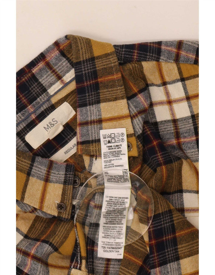 Marks & Spencer Herre Regular Fit Flanelskjorte Medium gul ternet bomuld