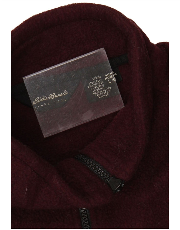 Eddie Bauer Herre lynlås-hals Fleece Jumper Large Burgundy Polyester