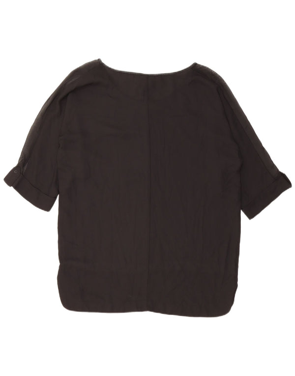 DESIGUAL Dame Grafisk Bluse Top UK 14 Medium Sort