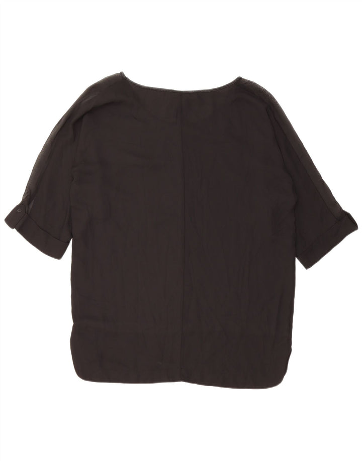 DESIGUAL Dame Grafisk Bluse Top UK 14 Medium Sort