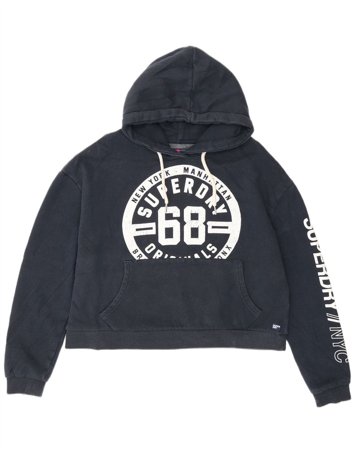 Superdry Graphic Oversized Hoodie Jumper UK 14 Medium Navy Blue
