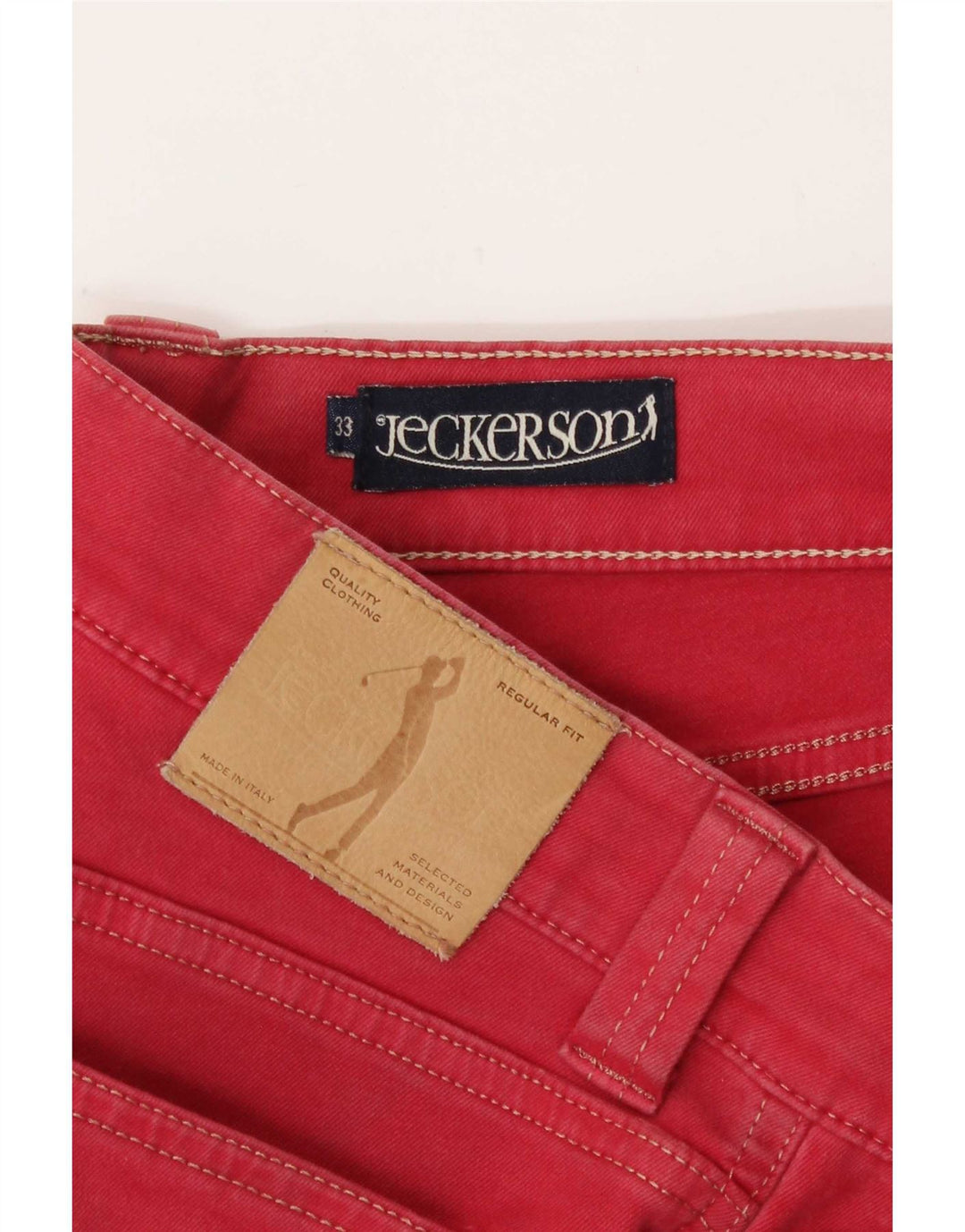 Jeckerson Straight Jeans til mænd W33 L30 rød bomuld