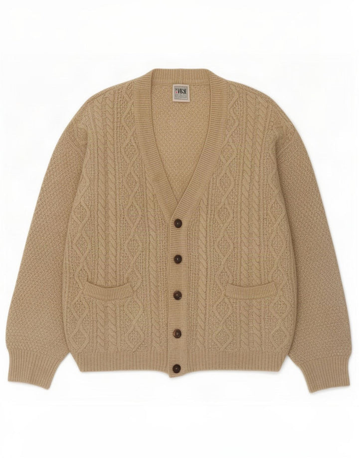 Tænk Pink Herre Cardigan Sweater IT 48 Medium Beige Lammeuld