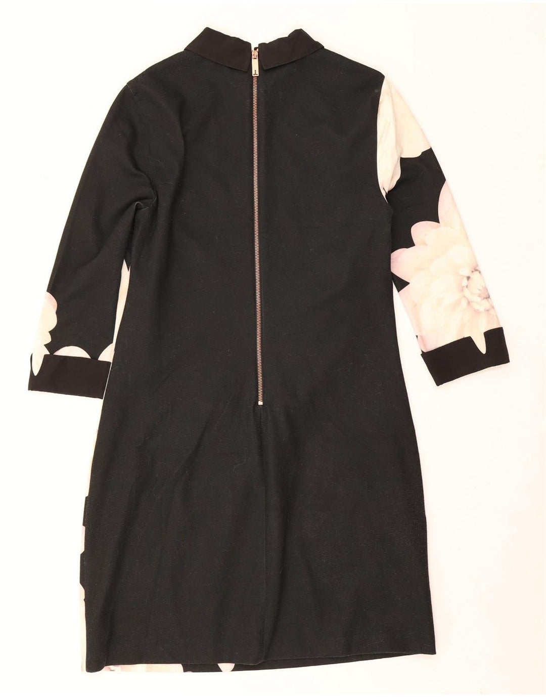 Ted Baker Dame 3/4 Ærmet Skede Kjole Størrelse 3 Medium Sort Blomster
