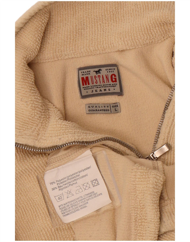 Mustang Herre lynlås hals Fleece Jumper Stor Beige Colourblock Polyester