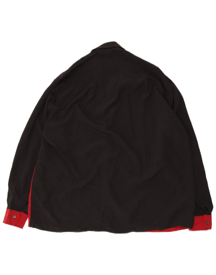 Vintage oversized skjorte til mænd, lille sort colourblock polyester